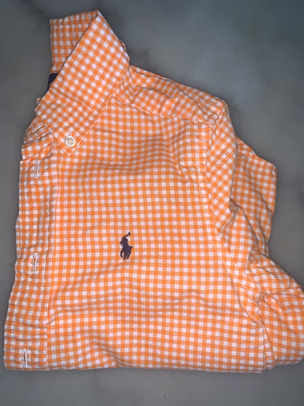 Ralph Lauren Orange and White Gingham Polo Shirt